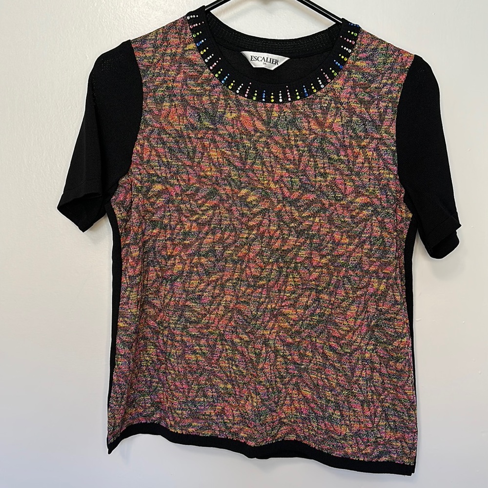 ESCALIER multi colored short sleeve top made in Korea